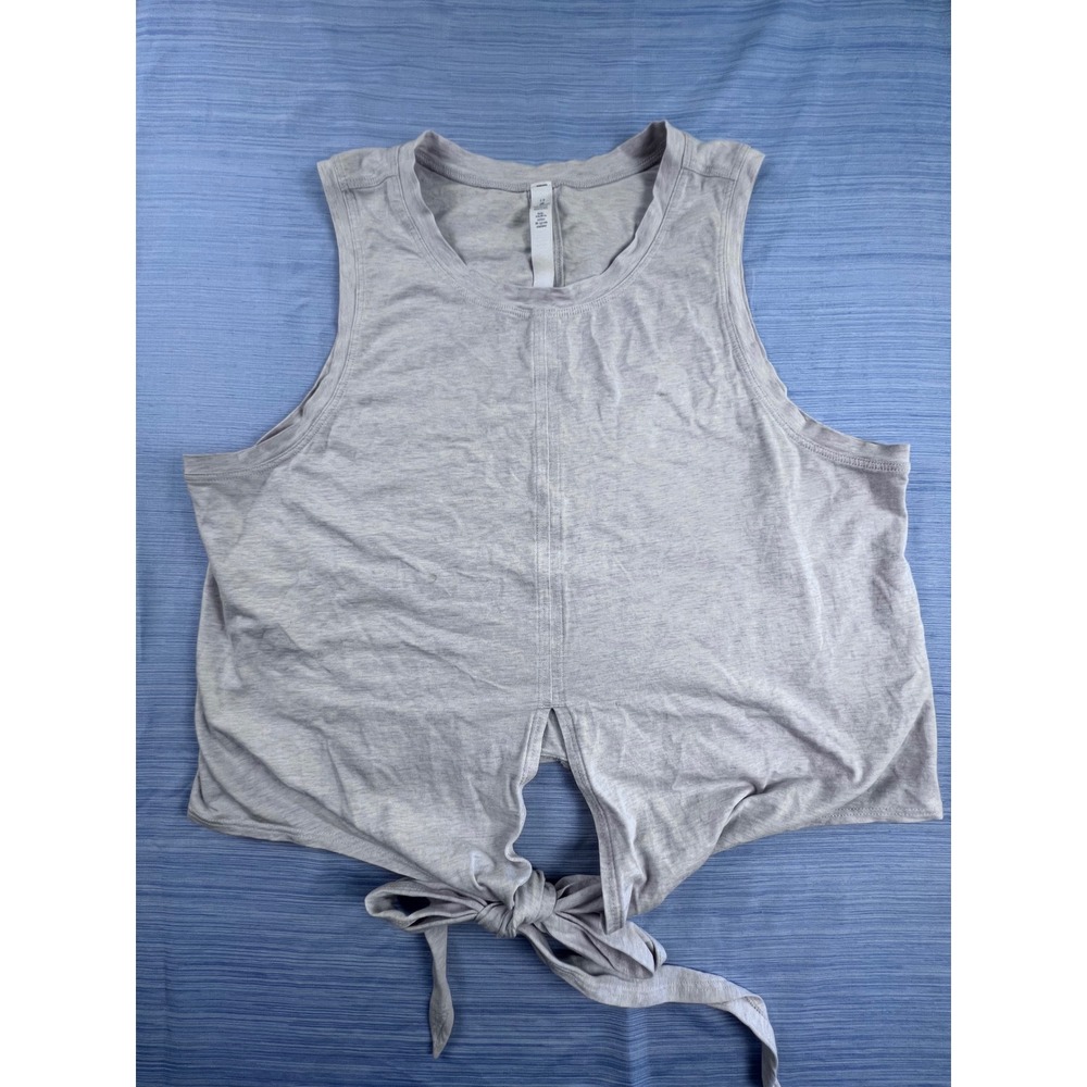 Lululemon Its A Tie Tank Top Heathered Lilac Grey Pima Cotton Size 12